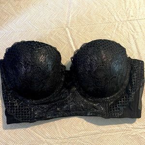 Black chrome push up strapless bra 34c